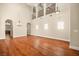 Spacious living room featuring high ceilings, hardwood floors, and natural light at 505 Los Dolces St, Las Vegas, NV 89138