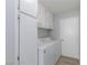 Bright laundry room features white cabinets and modern washer and dryer at 5816 W Cherokee Ave, Las Vegas, NV 89103