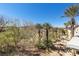 Beautiful backyard with desert landscaping, mature trees, and view of a green golf course on a sunny day at 75 Luce Del Sole # 3, Henderson, NV 89011