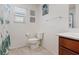 Bathroom featuring a vanity, toilet, and shower curtain with a cute sea life pattern at 7970 Calito St, Las Vegas, NV 89166