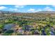 Beautiful aerial of city skyline, golf course, mature trees, and neighborhood homes at 2160 Pueblo Cir, Las Vegas, NV 89169