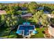 Backyard featuring a T-shaped pool, a covered outdoor kitchen, and well-maintained landscaping at 330 Rancho Cir, Las Vegas, NV 89107