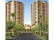 Luxurious high-rise condo with beautifully landscaped entrance and palm tree lined drive at 8255 Las Vegas Blvd # 415, Las Vegas, NV 89123