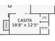 Floor plan for the casita. Its dimensions are displayed as 18'8