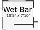 Floorplan shows dimensions for Wet Bar area of house: 10' 5