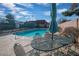 Outdoor community pool area with patio seating, ideal for relaxing and enjoying sunny days by the water at 1301 E St Louis Ave # C, Las Vegas, NV 89104