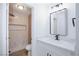 Updated bathroom featuring modern vanity with marble countertop, and glass enclosed shower at 2405 Pickwick Dr # 55, Henderson, NV 89014