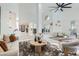 Spacious living room with high ceilings, modern furnishings, and abundant natural light at 4961 Tierra Del Sol Dr, Las Vegas, NV 89113