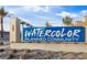 Watercolor Planned Community sign, welcoming residents and visitors to a well-maintained and attractive neighborhood at 6952 Midnight Bronze St, North Las Vegas, NV 89086