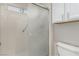 Bathroom shower with glass door and built in hand rail at 8920 Litchfield Ave, Las Vegas, NV 89134