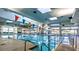 Bright indoor pool with large windows, colorful flags, and ample seating at 10709 Brinkwood Ave, Las Vegas, NV 89134