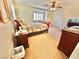 Bedroom with a vaulted ceiling, plantation shutters, carpet flooring, and a closet at 11027 Dornoch Castle St, Las Vegas, NV 89141