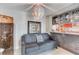 Living room featuring patterned cabinets and unique lighting adding style to the space at 2700 Las Vegas Blvd # 4002, Las Vegas, NV 89109