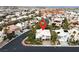 Aerial view of the neighborhood with an overhead marker of the property location at 8800 Las Olivas Ave, Las Vegas, NV 89147