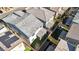 An aerial view captures a backyard in a residential area with well-manicured landscaping and privacy walls at 10801 Far Country Ave, Las Vegas, NV 89129