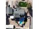 Aerial view of private backyard oasis featuring in-ground pool and detached garage at 200 E Desert Rose Dr, Henderson, NV 89015