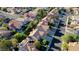 Aerial view of a residential street showcasing multiple houses with well-kept landscaping and swimming pools at 23 Antero Dr, Henderson, NV 89074