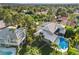 Aerial view of a home with a private pool, green backyard, and mature palm trees at 2309 Prometheus Ct, Henderson, NV 89074