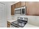 Close up on the kitchen featuring stainless steel oven and microwave at 231 W Horizon Ridge Pkwy # 2413, Henderson, NV 89012