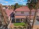 An aerial view of the home showing the backyard, patio, and roof at 4451 Tomer Ln, Las Vegas, NV 89121