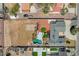 A direct aerial view of the property with a large dirt lot, pool, putting green and home at 723 Spanish Dr, Las Vegas, NV 89110