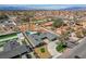A high-angle view of a home featuring a pool and putting green and very large lot at 723 Spanish Dr, Las Vegas, NV 89110