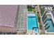 Overhead view of a pool featuring blue tile and lounge chairs at 9781 Arcadian Estate Ct, Las Vegas, NV 89141
