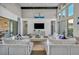 Bright living room featuring modern sofas, large windows, and a sleek entertainment center at 10096 Amethyst Hills St, Las Vegas, NV 89148