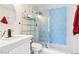 Bright bathroom with updated vanity and a stand up glass shower with modern tile at 2205 Santa Clara Dr, Las Vegas, NV 89104