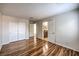 Spacious bedroom with hardwood floors, closet and access to the bathroom at 2653 Rimbaud St, Henderson, NV 89044