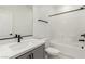 Bathroom featuring a white vanity and shower and tub combination at 5147 Stonecrop St, North Las Vegas, NV 89031