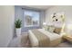 This bedroom has carpet floors and a large window that overlooks the street at 357 Stone Fly Rd, North Las Vegas, NV 89032