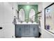 Contemporary bathroom with double vanity and decorative mirrors at 4567 Chirping Cricket Ave, Las Vegas, NV 89141