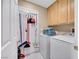 Efficient laundry room with washer, dryer, and storage cabinets at 8427 Green Mesa Ct, Las Vegas, NV 89147