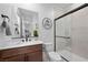 Contemporary bathroom featuring a glass shower, and modern fixtures at 11991 Rockview Point St, Las Vegas, NV 89138