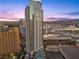 Contemporary high-rise in the Las Vegas cityscape featuring panoramic views and modern architecture at dusk at 2700 Las Vegas Blvd # 809, Las Vegas, NV 89109