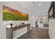 Entryway view leading to a living room with stylish decor and a modern kitchen in the background at 2700 Las Vegas Blvd # 809, Las Vegas, NV 89109