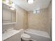 Cozy bathroom featuring a tiled shower/tub combination, a neutral color palette and vanity at 3966 Torsby Pl, Las Vegas, NV 89119