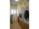 Functional laundry room with a side-by-side washer and dryer, ample storage, and a bright, clean aesthetic at 4384 Grey Spencer Dr, Las Vegas, NV 89141