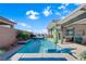 Backyard pool with integrated spa and patio at 181 Sierra Alta Pl, Henderson, NV 89015