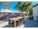 Outdoor patio showcases a dining table, ample seating and beautiful mature trees, perfect for entertaining at 306 Rodarte St, Henderson, NV 89014