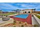 Outdoor pickleball court in a community featuring well-maintained landscaping and seating with beautiful views at 4288 Veraz St, Las Vegas, NV 89135