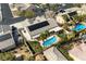 Aerial view of backyard featuring a pool, patio, and desert landscaping at 5968 Saint Lazare St, Las Vegas, NV 89130