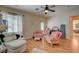 Bright and sunny sitting area with light wood floors, soft chairs and natural light at 7905 Brent Leaf Ave, Las Vegas, NV 89131