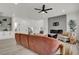 Spacious living room features a fireplace, modern decor, and plank flooring at 2008 Arbor Forest St, Las Vegas, NV 89134