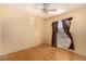 Bedroom with a ceiling fan and wood-look flooring, providing a neutral canvas at 2712 Rialto Rd, Las Vegas, NV 89108