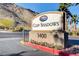 Community sign reading Cliff Shadows, surrounded by mountain views and desert landscape at 3360 Cactus Shadow St # 102, Las Vegas, NV 89129