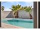 Inviting backyard pool surrounded by palm trees and a block wall at 4629 Lilliput Ln, Las Vegas, NV 89102