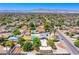 Aerial view of the neighborhood with lush trees, swimming pools and mountain views at 4871 Reiter Ave, Las Vegas, NV 89108