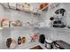 Walk-in pantry with metal shelving for organized storage of food items and appliances at 7870 Formitch Ct, Las Vegas, NV 89166